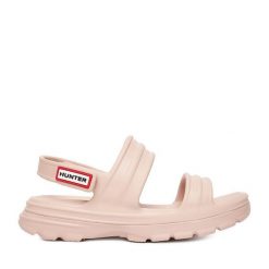 Sandały Hunter. Czerwone sandały damskie Hunter, bez wzorów, bez obcasa, na płaskiej podeszwie. Za 139.99 zł.