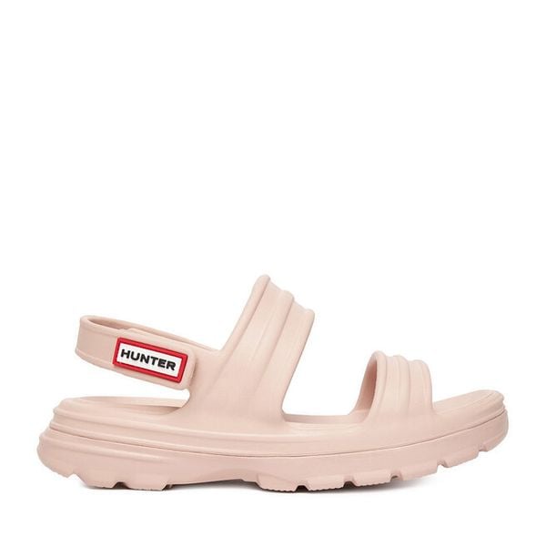 Sandały Hunter. Czerwone sandały damskie Hunter, bez wzorów, bez obcasa, na płaskiej podeszwie. Za 139.99 zł.