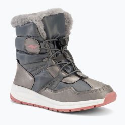 Śniegowce juniorskie KangaROOS K-PE Ski RTX dusty. Szare buty zimowe męskie Kangaroos, na zimę, bez zapięcia. Za 229.99 zł.
