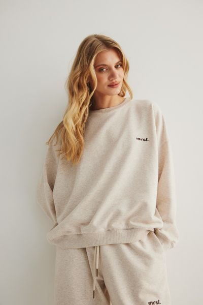 Bluza damska o kroju regular fit w kolorze LATTE MELANGE - MANLY. Brązowe bluzy bez kaptura damskie Marsala, m, z bawełny. Za 319.90 zł.