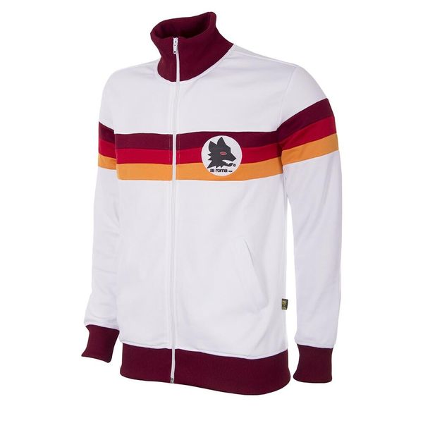 Kurtka/bluza piłkarska retro dla dorosłych - AS Roma 1981-82 - Biała. Białe bluzy bez kaptura męskie COPA FOOTBALL, xl. Za 426.44 zł.