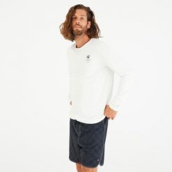 Koszulka UV surfingowa męska Olaian Flower UPF50+ długi rękaw. Białe koszulki męskie z długim rękawem OLAIAN, m, z dzianiny. Za 54.99 zł.