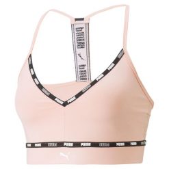 Stanik fitness PUMA Low Impact Puma Strong Strappy. Czarne biustonosze sportowe damskie Puma, bez wzorów, z elastanu. Za 73.99 zł.