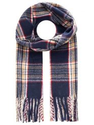 Zwillingsherz Szal w kolorze granatowo-czerwono-beżowym rozmiar: onesize. Brązowe szaliki i kominy damskie Zwillingsherz, bez wzorów, z materiału. Za 126.15 zł.