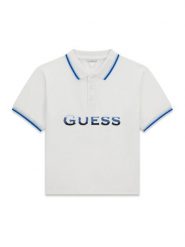 Guess Polo L6GP00 KADZ4 Biały Relaxed Fit. Białe t-shirty chłopięce Guess, z aplikacjami, z bawełny, bez ramiączek. Za 159.99 zł.