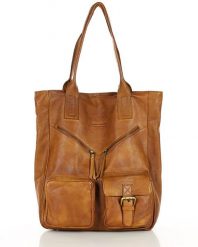 Shopperka skórzana MARCO MAZZINI camelowa. Shopper bag damskie bez wzorów, ze skóry, bez dodatków. Za 379.05 zł.