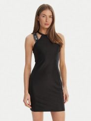 Just Cavalli Sukienka codzienna 80PAO936 J0108 Czarny Slim Fit. Czarne sukienki damskie Just Cavalli, na co dzień, bez wzorów, z syntetyku, bez kołnierzyka, bez ramiączek, proste. Za 828.99 zł.