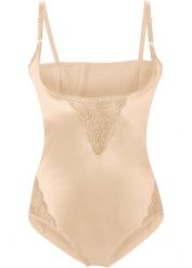 Body shape, silny stopień modelowania sylwetki. Brązowe body damskie bonprix, bez wzorów, z koronki. Za 119.99 zł.