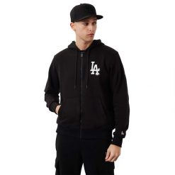 Bluza New Era League Essential Fz Losdod Blkwhi Dorosłych. Białe bluzy bez kaptura męskie New Era, l, z bawełny. Za 249.99 zł.