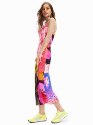 Desigual Sukienka letnia Montpellier 23SWVW38 Różowy Regular Fit. Czerwone sukienki damskie Desigual, na lato, l, bez wzorów, z wiskozy, bez kołnierzyka, bez ramiączek. Za 419.99 zł.