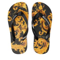 Japonki Versace Jeans Couture. Czarne klapki damskie Versace Jeans Couture, bez wzorów, z jeansu, bez obcasa. Za 269.99 zł.