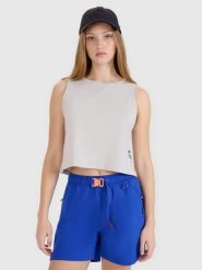 KOSZULKA DAMSKA 4F TOP Z NADRUKIEM. T-shirty damskie 4f, uniwersalny, bez wzorów, z dresówki, bez kołnierzyka. Za 59.99 zł.