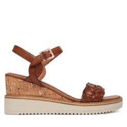 Sandały Tamaris. Brązowe sandały damskie Tamaris, bez wzorów, bez obcasa, na koturnie. Za 409.99 zł.