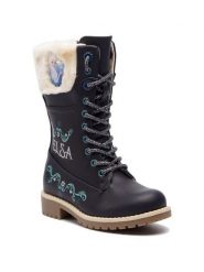 Frozen Kozaki C20QL28-1DFR Granatowy. Niebieskie kozaki dziewczęce Frozen, bez wzorów, ze skóry, bez obcasa. Za 79.99 zł.