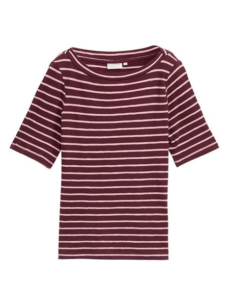 Tom Tailor Koszulka w kolorze czerwono-jasnoróżowym rozmiar: M. Czerwone bluzki damskie Tom Tailor, m, bez wzorów, z bawełny, bez kołnierzyka, bez ramiączek. Za 34.95 zł.