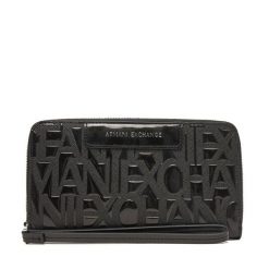 Portfel Armani Exchange. Czarne portfele damskie Armani Exchange, bez wzorów. Za 379.99 zł.