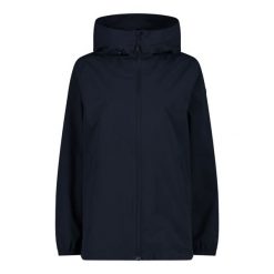 Damska wodoodporna kurtka zapinana na zamek CMP. Niebieskie kurtki damskie CMP, bez wzorów, bez kaptura. W wyprzedaży za 189.99 zł.