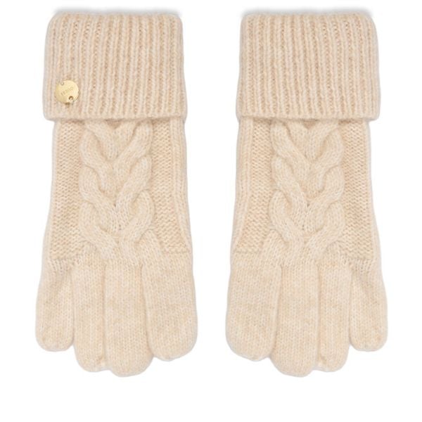Rękawiczki Damskie Guess. Brązowe rękawiczki damskie Guess, z aplikacjami, z dzianiny. Za 194.99 zł.