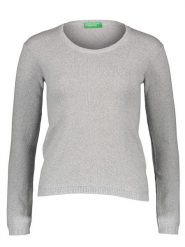 Benetton Sweter w kolorze szarym rozmiar: XL. Szare swetry klasyczne damskie Benetton, xl, z bawełny, bez kołnierzyka. Za 96.60 zł.