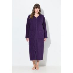 Damskie Szlafrok dwukierunkowy zamek błyskawiczny frotte miękki w dotyku. Fioletowe szlafroki damskie Ulla Popken, plus size, bez wzorów, z bawełny, plus size. Za 239.99 zł.
