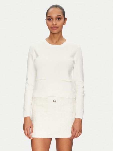 Morgan Sweter 251-MPERLA Biały Regular Fit. Białe swetry klasyczne damskie Morgan, s, z syntetyku, bez kołnierzyka. Za 119.99 zł.