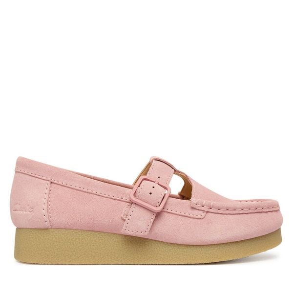 Półbuty Clarks. Czerwone półbuty damskie Clarks, bez wzorów, bez obcasa, na płaskiej podeszwie. Za 479.99 zł.