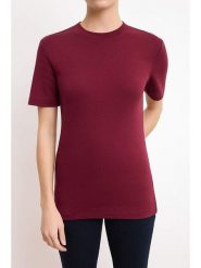 Trendyol Koszulka w kolorze bordowym rozmiar: L. Czerwone bluzki damskie Trendyol, l, bez wzorów, z bawełny, bez kołnierzyka, bez ramiączek. Za 52.99 zł.