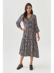 TATUUM Sukienka w kolorze granatowo-kremowym rozmiar: 36. Niebieskie sukienki damskie Tatuum, na co dzień, bez wzorów, z wiskozy, bez kołnierzyka, bez ramiączek, midi, proste. Za 204.96 zł.