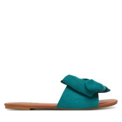 Klapki Pieces. Zielone klapki damskie Pieces, bez wzorów, bez obcasa. Za 79.99 zł.