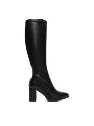 DeeZee Kozaki HX22069-21A Czarny. Czarne kozaki damskie DeeZee, z materiału, bez obcasa, na słupku. Za 229.99 zł.