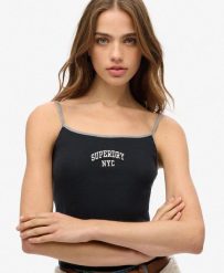 Podstawowy top sportowy. Niebieskie topy sportowe damskie Superdry., xl, bez wzorów, z bawełny, bez ramiączek. Za 117.85 zł.