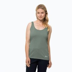 Koszulka trekkingowa damska Jack Wolfskin Pack & Go Tank. Zielone bluzki damskie Jack Wolfskin, s, bez wzorów, bez kołnierzyka, bez ramiączek. Za 58.99 zł.