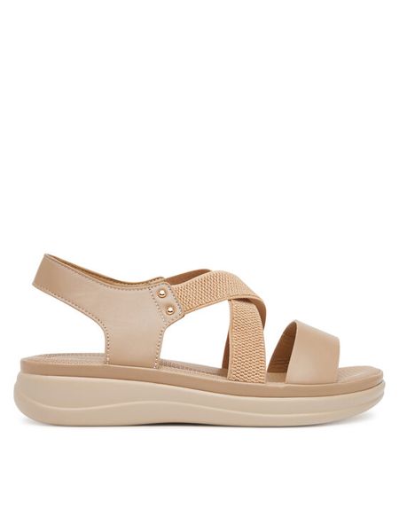 Clara Barson Sandały WFA3749-1 Beżowy. Brązowe sandały damskie Clara Barson, bez wzorów, z materiału, bez obcasa, na płaskiej podeszwie. Za 99.99 zł.