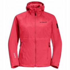 Kurtka Damska Tasman 2l. Czerwone kurtki damskie Jack Wolfskin, l, bez wzorów, z materiału, z kapturem. Za 702.99 zł.