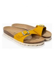 Sunbay Skórzane klapki "Jasmin" w kolorze musztardowym rozmiar: 36. Żółte klapki damskie Sunbay, bez wzorów, bez obcasa. Za 164.95 zł.