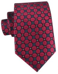 Męski Krawat - Geometryczne Kwiaty, Czerwień - Angelo di Monti. Czerwone krawaty i muchy męskie Angelo di Monti, bez wzorów, z tkaniny, eleganckie. Za 49.99 zł.