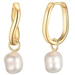 Glanzstücke München Kolczyki z perlami ze srebra próby 925 w kolorze zlotym z perla hodowlana 1 ct Damski. Żółte kolczyki damskie Glanzstücke München, z perłą, pozłacane. Za 339.99 zł.