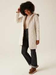 Regatta Płaszcz pikowany "FrithaIII" w kolorze kremowym rozmiar: 46. Brązowe płaszcze damskie Regatta, bez wzorów. Za 170.07 zł.