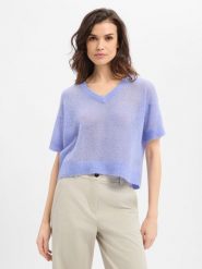 American vintage sweter z dzianiny z zawartością kaszmiru Kobiety Lyocell niebieski|lila, M/L. Niebieskie swetry klasyczne damskie American vintage, l, z dzianiny, bez kołnierzyka. Za 279.95 zł.