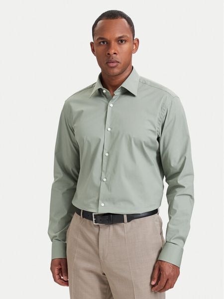 BOSS Koszula 50473265 Zielony jasny Regular Fit. Zielone koszule męskie Boss, m, bez wzorów, z bawełny, bez kołnierzyka, bez ramiączek. Za 399.99 zł.