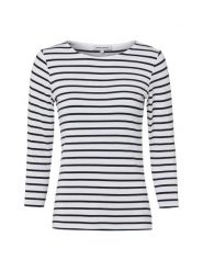 More & More Damska koszulka z długim rękawem Kobiety wiskoza biały|czarny w paski, 34. Białe t-shirty damskie MORE & MORE, bez wzorów, z dzianiny, bez kołnierzyka. Za 219.95 zł.