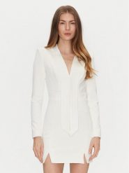 Elisabetta Franchi Sukienka koktajlowa AB-709-51E2-V550 Biały Regular Fit. Białe sukienki damskie Elisabetta Franchi, bez wzorów, z syntetyku, wizytowe, bez kołnierzyka, bez ramiączek. Za 2,399.00 zł.