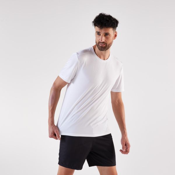 Koszulka do biegania męska Kiprun Run 100. Białe t-shirty sportowe męskie KIPRUN, m, z materiału, bez ramiączek, do biegania. Za 29.99 zł.