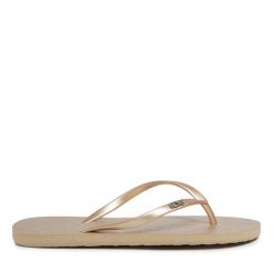 Japonki Roxy. Żółte klapki damskie Roxy, bez wzorów, bez obcasa. Za 79.99 zł.