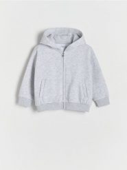 Bluza z kapturem - jasnoszary. Szare bluzy i bluzki niemowlęce Reserved, bez wzorów, z bawełny, bez ramiączek, z kapturem. W wyprzedaży za 29.99 zł.