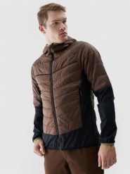 4F Kurtka puchowa trekkingowa z wypełnieniem Primaloft Black Insulation Eco męska - brązowa L. Brązowe kurtki męskie 4f, l, bez wzorów, z dzianiny, klasyczne, bez kaptura. W wyprzedaży za 199.99 zł.