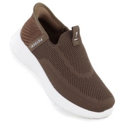 Półbuty sportowe damskie slip on brązowe Potocki BK01312. Brązowe trampki i tenisówki damskie POTOCKI, bez wzorów, z tkaniny. Za 129.99 zł.