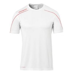 Koszulka sportowa męska Uhlsport Stream 22. Białe t-shirty sportowe męskie UHLSPORT, m, z poliesteru, bez ramiączek, na fitness i siłownię. W wyprzedaży za 66.10 zł.