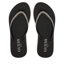 Japonki Guess. Czarne klapki damskie Guess, z aplikacjami, bez obcasa. Za 139.99 zł.