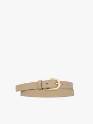 Beżowy pasek ze skóry licowej. Brązowe paski damskie Ryłko, bez wzorów, ze skóry, eleganckie. Za 99.99 zł.